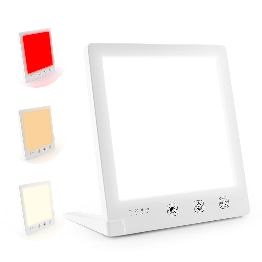 Light Therapy Lamp and Red Light Therapy for Face, UV-Free Sun Lamp with 660nm Red Light and 12000 Lux Bright White Light, Detachable Stand for Boosting Mood & Improving Skin Heal-th.