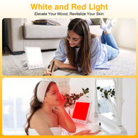 Thumbnail for Light Therapy Lamp and Red Light Therapy for Face, UV-Free Sun Lamp with 660nm Red Light and 12000 Lux Bright White Light, Detachable Stand for Boosting Mood & Improving Skin Heal-th.