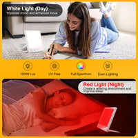 Thumbnail for Light Therapy Lamp and Red Light Therapy for Face, UV-Free Sun Lamp with 660nm Red Light and 12000 Lux Bright White Light, Detachable Stand for Boosting Mood & Improving Skin Heal-th.