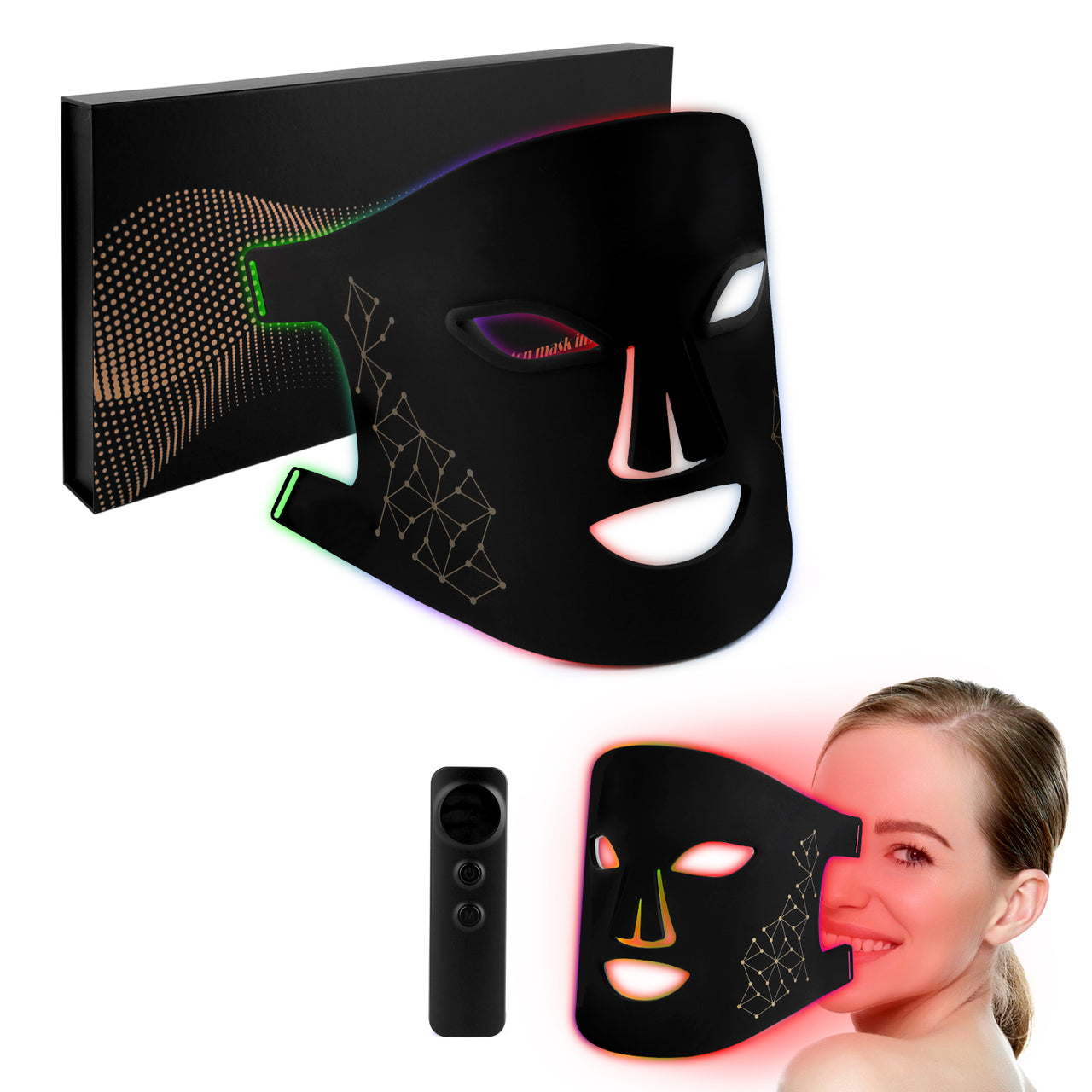 USUIE X ANGAUSS 7 Color Red Light Therapy Mask with Remote Control