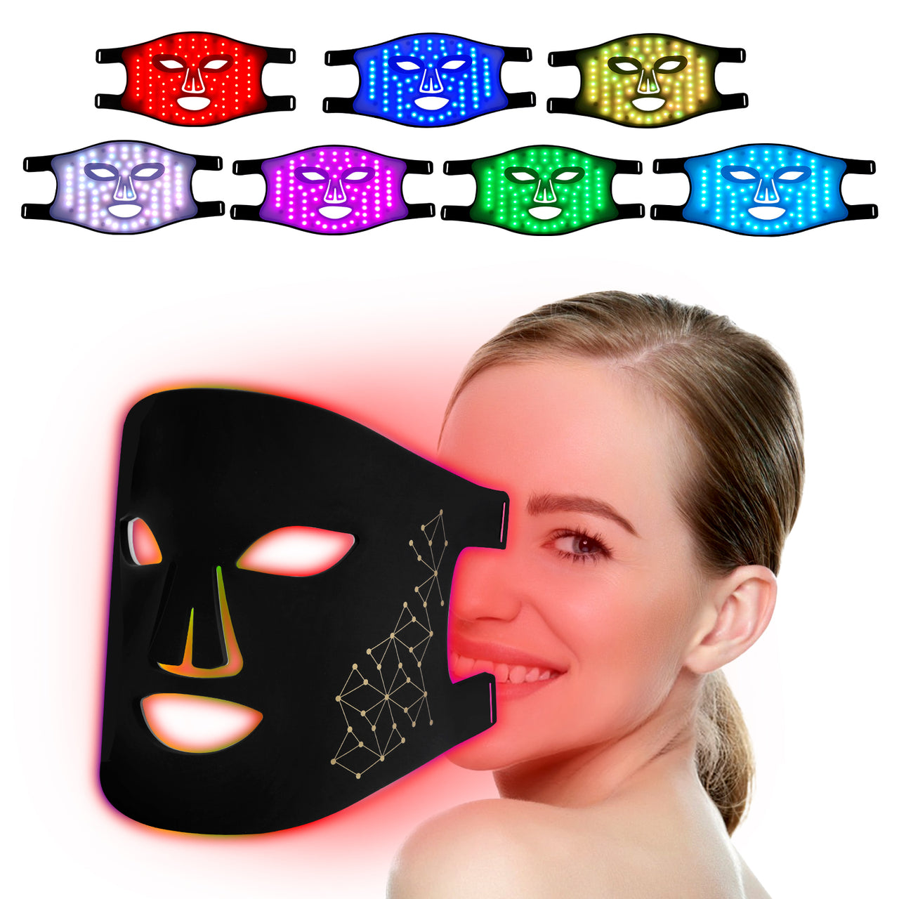 USUIE X ANGAUSS 7 Color Red Light Therapy Mask with Remote Control