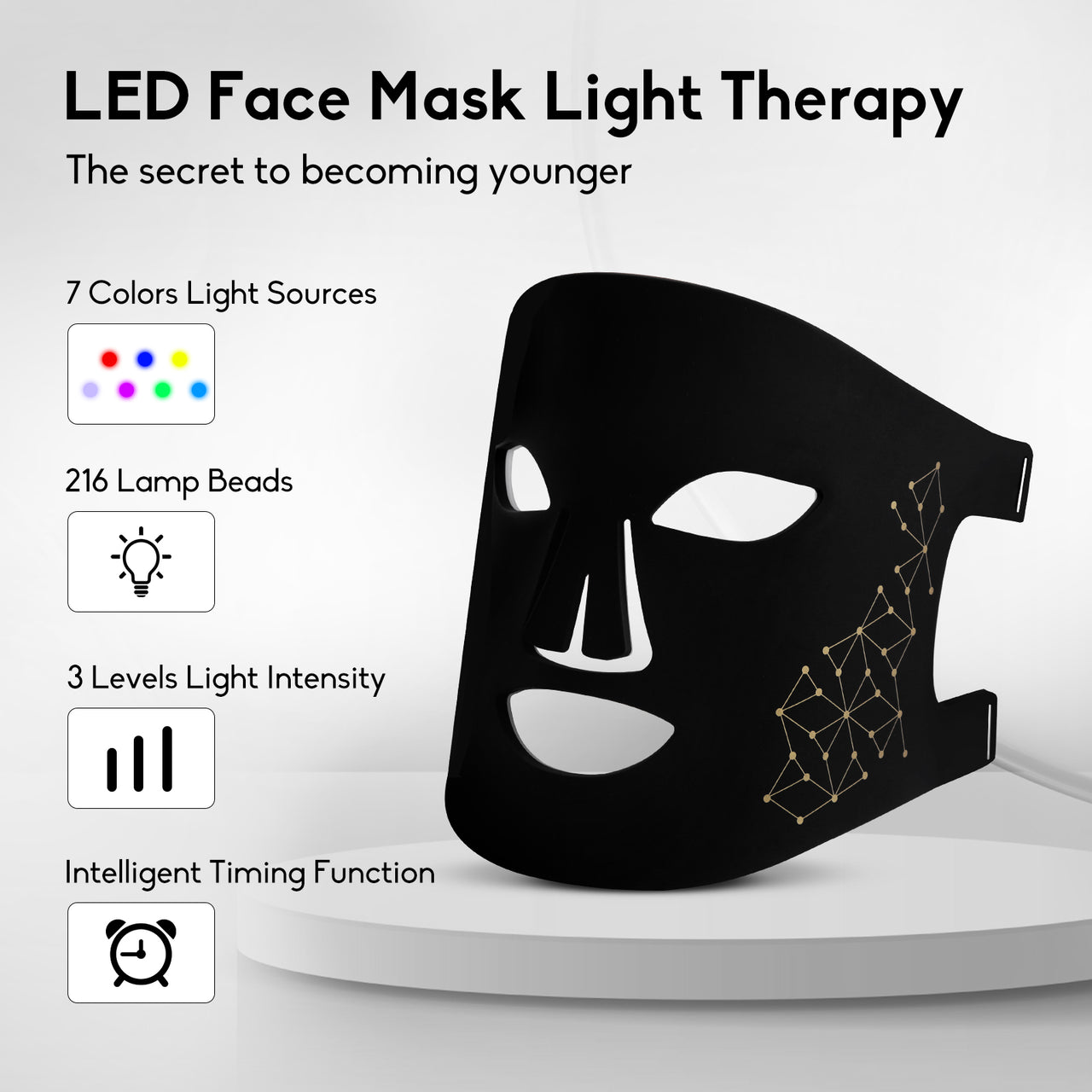 USUIE X ANGAUSS 7 Color Red Light Therapy Mask with Remote Control