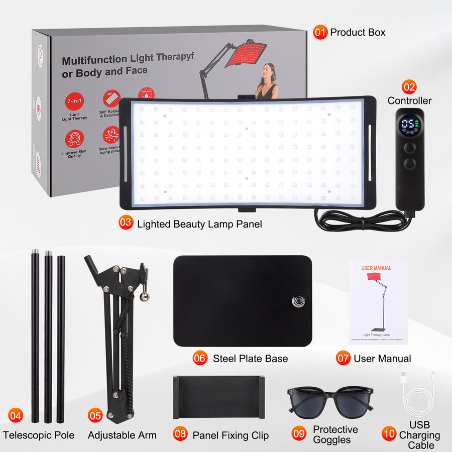 7 in 1 Portable Light Therapy Lamp for Face and Body