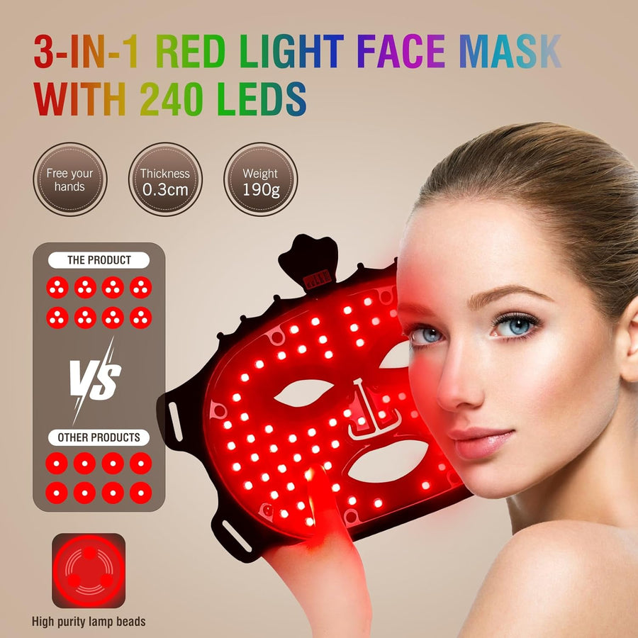 7 Color Red Light Therapy Mask, Wireless LED Face Mask
