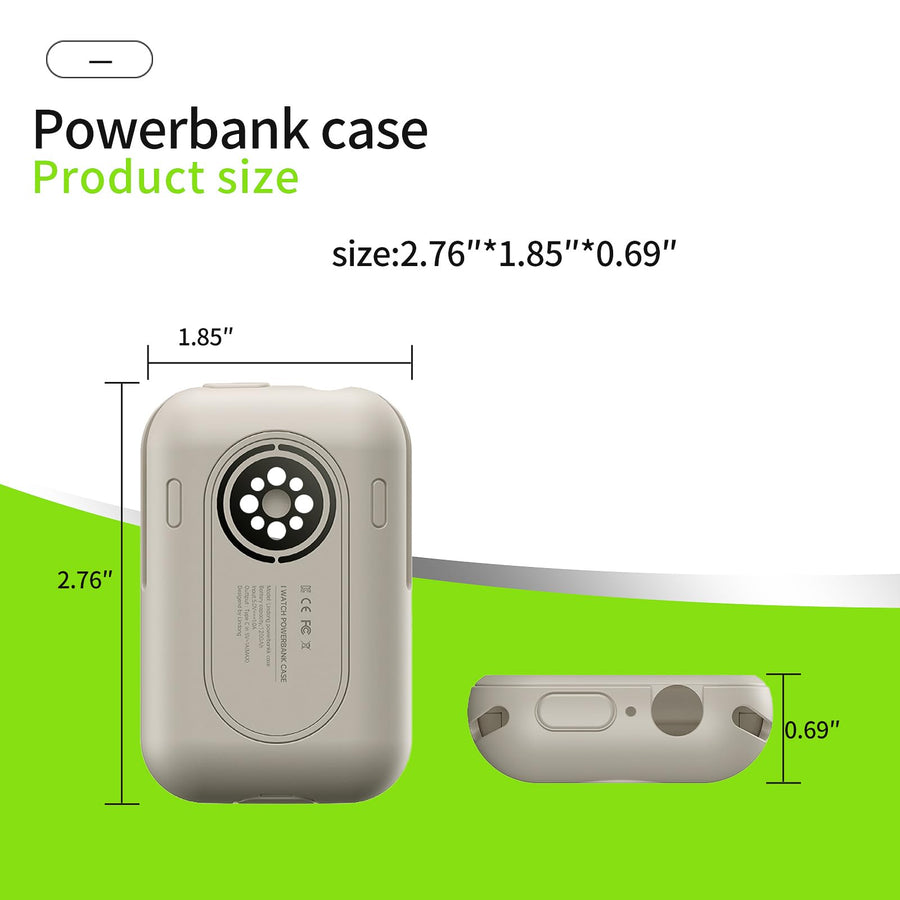 Mobile Power for Apple Watch 1200 mAh, Wearable Design Wireless S4/5/6/7/8/9/10 (Beige, 44mm/45mm/46mm)