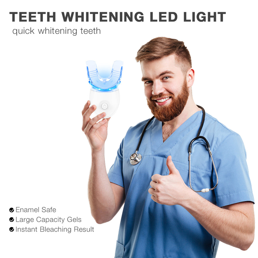 Teeth Whitening Kit for Sensitive Teeth with LED Light, 10 Teeth Whitening Gel