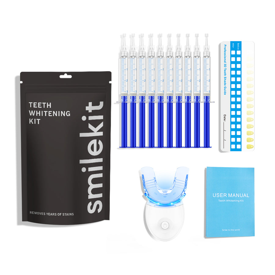 Teeth Whitening Kit for Sensitive Teeth with LED Light, 10 Teeth Whitening Gel